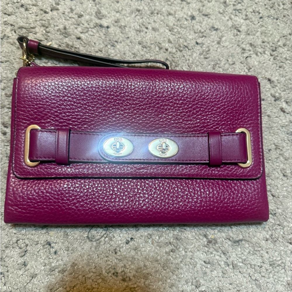 Coach berry color Leather Wristlet